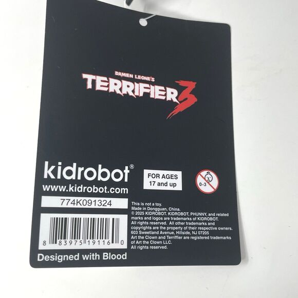 Terrifier 3 Art the Clown Phunny Plush Kidrobot 8" Horror Toy Doll New With Tags - Picture 7 of 10